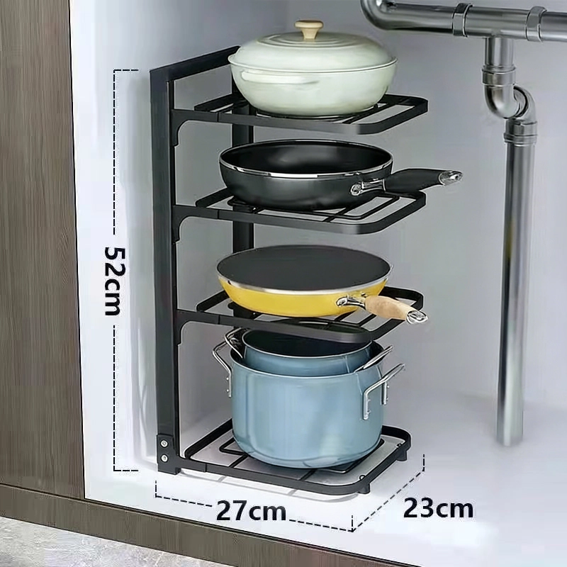 Under-sink multi-layer pot and pan storage rack